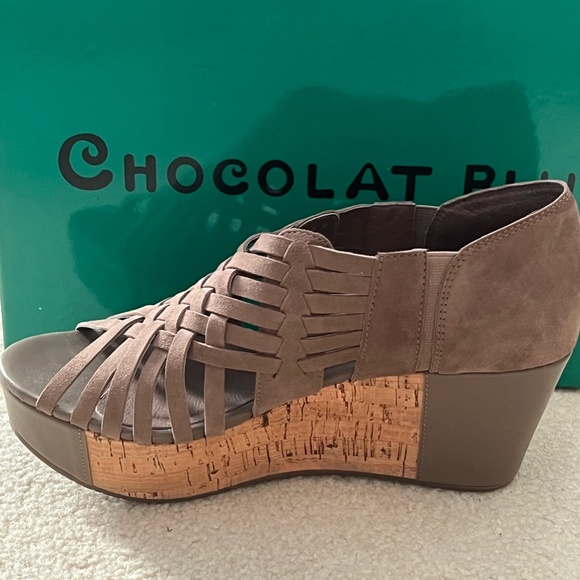 Chocolat Blu Taupe Suede Wedge Heels (Worn Once) - Picture 4 of 9
